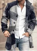 Fashion Color Block Mid Length Coat