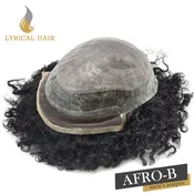 LYRICAL HAIR Afro Men Hair System US Stock Invisible French Lace with Injected PU Skin Non Surgical Mens Toupee for African American Mens Hair Unit|Fast Shipping USA
