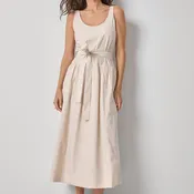 LILLA P POPLIN MAXI YOKE DRESS