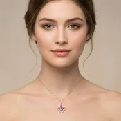 14K Rose Gold Amethyst and Diamond Flower Pendant Necklace