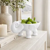 10"D White Elephants Bowl With Feet