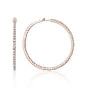 14K Rose Gold Round Diamond Inside-Outside Hoop Earrings