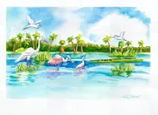 Florida Everglades with Water Birds Giclée Print