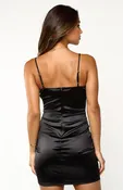 Black bodycon satin finish mini strappy Dress
