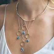 Forged Collar Festoon Necklace with Peridot, Peruvian Opal, London Blue Topaz, and Swiss Blue Topaz — EatMetal