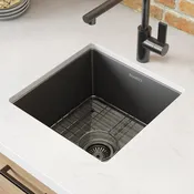 Ruvati 15-inch Gunmetal Black Stainless Steel Undermount Bar Prep 16 Gauge Kitchen Sink – RVH7015BL