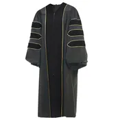 Black Deluxe Doctoral Gown with Gold Piping - Academic Regalia