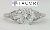 0.40 ct TACORI Platinum 3-Stone Pear Semi-Mount Engagement Ring Rtl 5,990