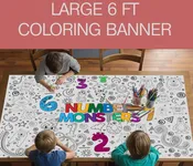 Giant Coloring Banner Monster Numbers – Giant Personalized Coloring Tablecloth for Kids