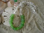 Green Sea Glass Necklace with Quartz