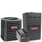 1.5 Ton Goodman 14.3 SEER2 R-32 96% AFUE 60,000 BTU Single Stage Upflow Gas Furnace Split System