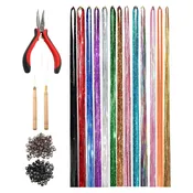 12 Color Hair Extension Tinsel Kit with Heat Resistant Hair Tinsel