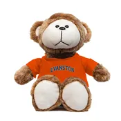 Brown Copper Monkey Wearing Orange “Evanston” Tee Shirt