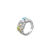 Adorable Silver Crab Ring with Blue Heart!