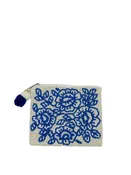 Blue Floral Beaded Coin Pouch
