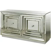 2-door Stepped Mirror Cabinet Done In All Beveled Mirror With Silver Finished Plynth Base &amp;