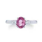 1.0ct Pink Sapphire Ring With .25ct Diamonds 14k White Gold
