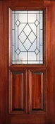 6' 8" 1/2 (Half) Lite Decorative Glass Mahogany Wood Front Door - PD 3068-12 SABI