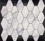 Artificial Marble Cararra Color Stretched Hex Pattern Matte Finish