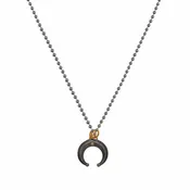 0.01ct Diamond in 925 Sterling Silver & 24K Gold Crescent Moon Necklace
