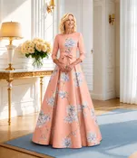 Calabro – Signature Floral A-Line Couture Gown in Coral | Style AA-108  — Calabro Collection — Gramercy Atelier