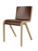 Cantilevered Dining Chair, Front Upholstered ¨C Oak Veneer, Stackable