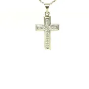 14KT White Gold Diamond Cross Pendant — Joe Marche By the Sea