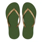 Women's Sustainable Flip Flops Army Green with Golden Straps