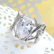 4 Carat Pear Cut Solid 925 Silver Ring