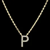 10K 0.04ct Diamond P-Initial Necklace