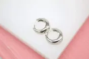 18K Rhodium Filled Huggies Earrings