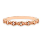 14K Rose Gold Band Victor Corp. 0.10ct Diamond-Shaped Pattern and Round Diamonds