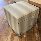 (1/2) Custom Ethan Allen Ottomans with Greek Key Design