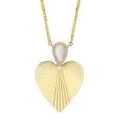 0.05CT DIAMOND & 0.23CT MOTHER OF PEARL RIBBED HEART CHOPIN CHAIN NECKLACE