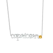 Citrine Zodiac Capricorn Necklace Sterling Silver 18"