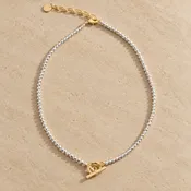 2 tone Sparkle Toggle Necklace