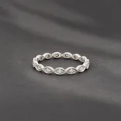 10K White Gold 0.20 CTW Natural Diamond Scalloped Band – Size 7