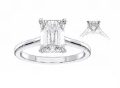 2.00ct Emerald Cut Lab-Grown Diamond Hidden Halo Engagement Ring