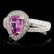 1.03ct Pink Sapphire and 1.04ctw Diamond 14K White Gold Ladies Ring