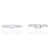 1/4 CT Center 18KT White Gold Diamond Engagement Ring & Band