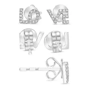 14K White Gold Diamond "LOVE" Stud Earrings