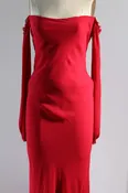 Foddis Akantha Long Dress — Red / Ivory Trim
