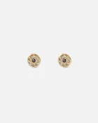 White & Black Diamond Disk / Yellow Studs