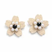 Black and Pearl Finch Leather Earrings by D.K. Tlustos