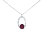 14k White Gold Ruby and Diamonds Drop Pendant – PN105DR