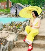 1930s Deco Beach Pyjama Pullover- Lemon