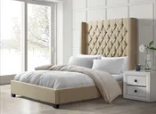 Creme King Upholstered Bed
