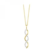 10K Yellow Gold 1/12cttw Diamond Drop Crossover Pendant