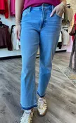 Anika Mid Rise Drop Hem Jeans-Savannah