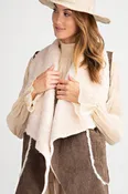 Corduroy Suede-Like Sleeveless Vest Olive